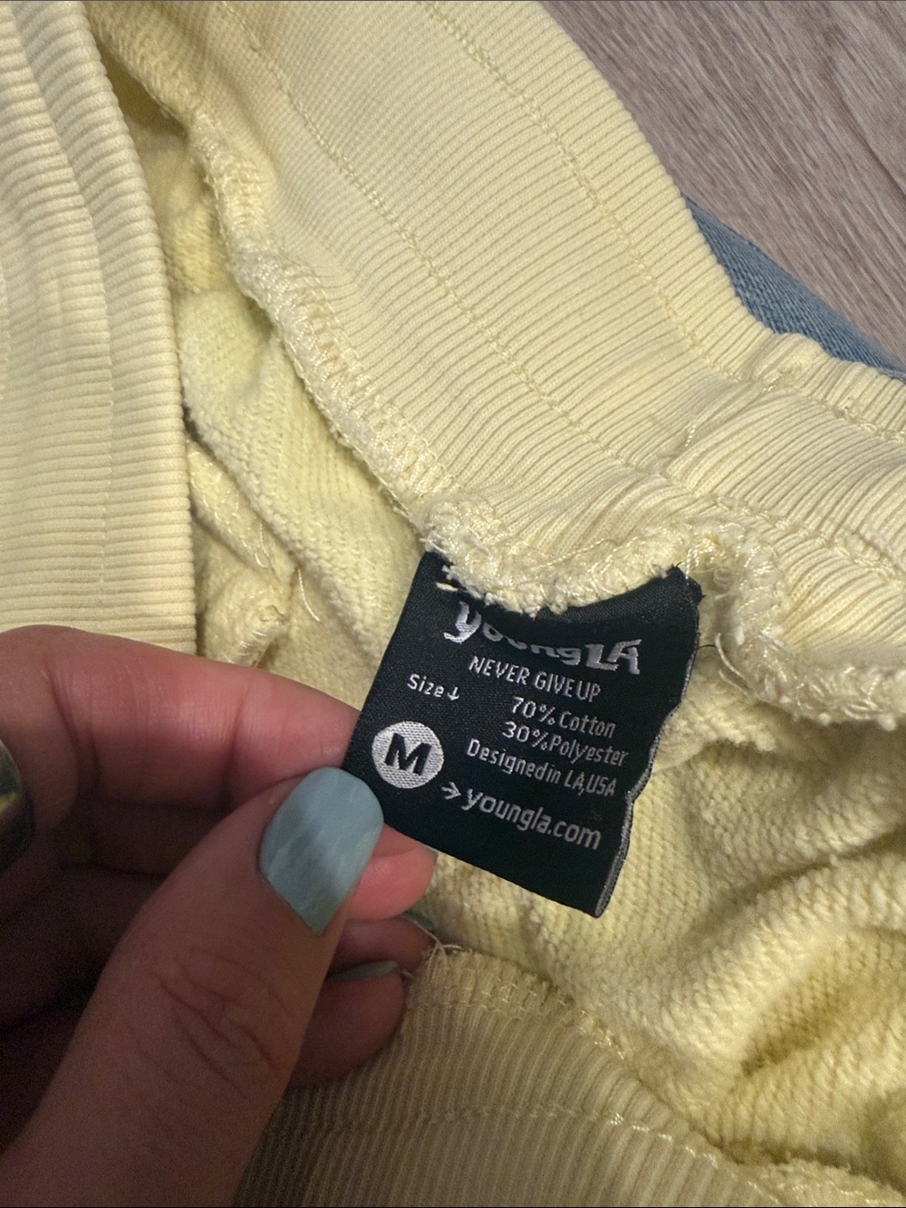 YoungLA Light Butter Yellow Terry Shorts Size Medium - Picture 3 of 3